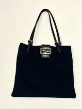 Fendi — Fendi Mamma Baguette Cotton 29x30cm Inner Zip — Handbag — resale