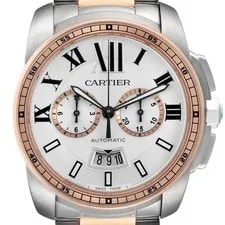 Cartier — Cartier Calibre Chronograph Steel Rose Gold W7100042 — Watch — resale