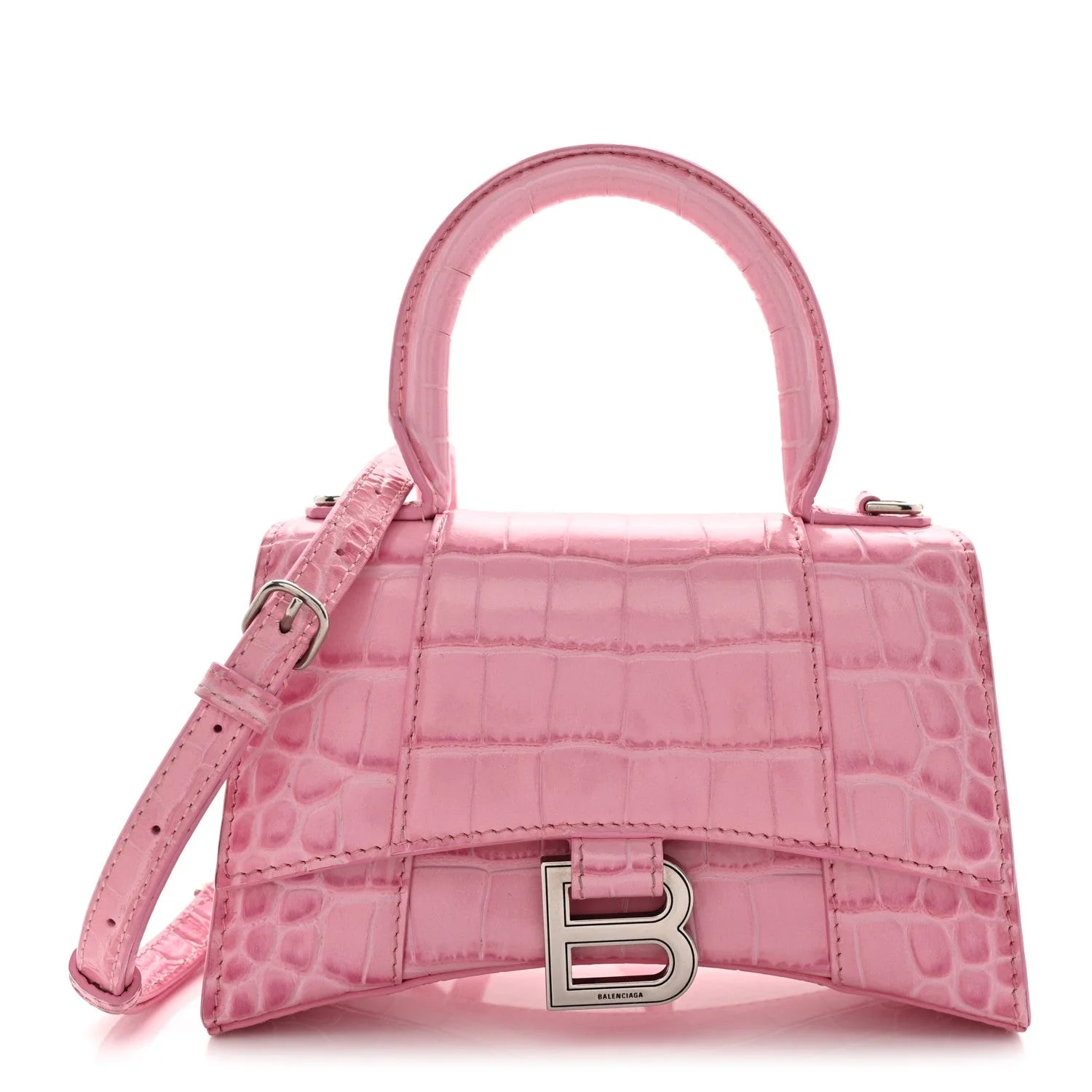 Balenciaga — Shiny Embossed Hourglass Top Handle XS Sweet — Handbag — resale