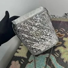 Gucci — Gucci GG Marmont Sequin Mini Drawstring Bucket Shining Trend Auth — Handbag — resale