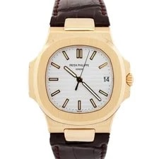 Patek Philippe — Papers Patek Philippe Nautilus Silver 18K White Gold Leather 40mm 5711J-001 BOX — Watch — resale