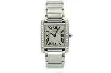Cartier — Cartier Tank Française 2384 White Dial Custom Diamond Bezel 2000 With Box — Watch — resale