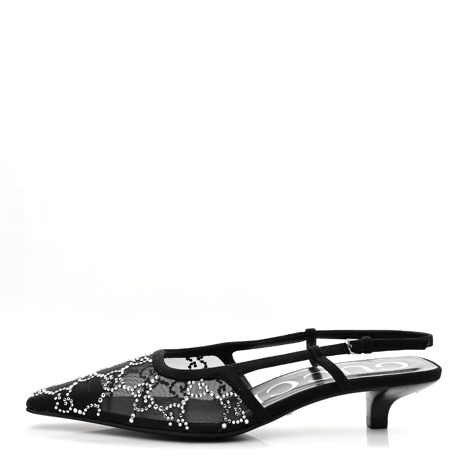 Gucci — Tela Retino Kid Scamosciato GG Square G 35mm Slingback 35.5 — Designer Shoe — resale