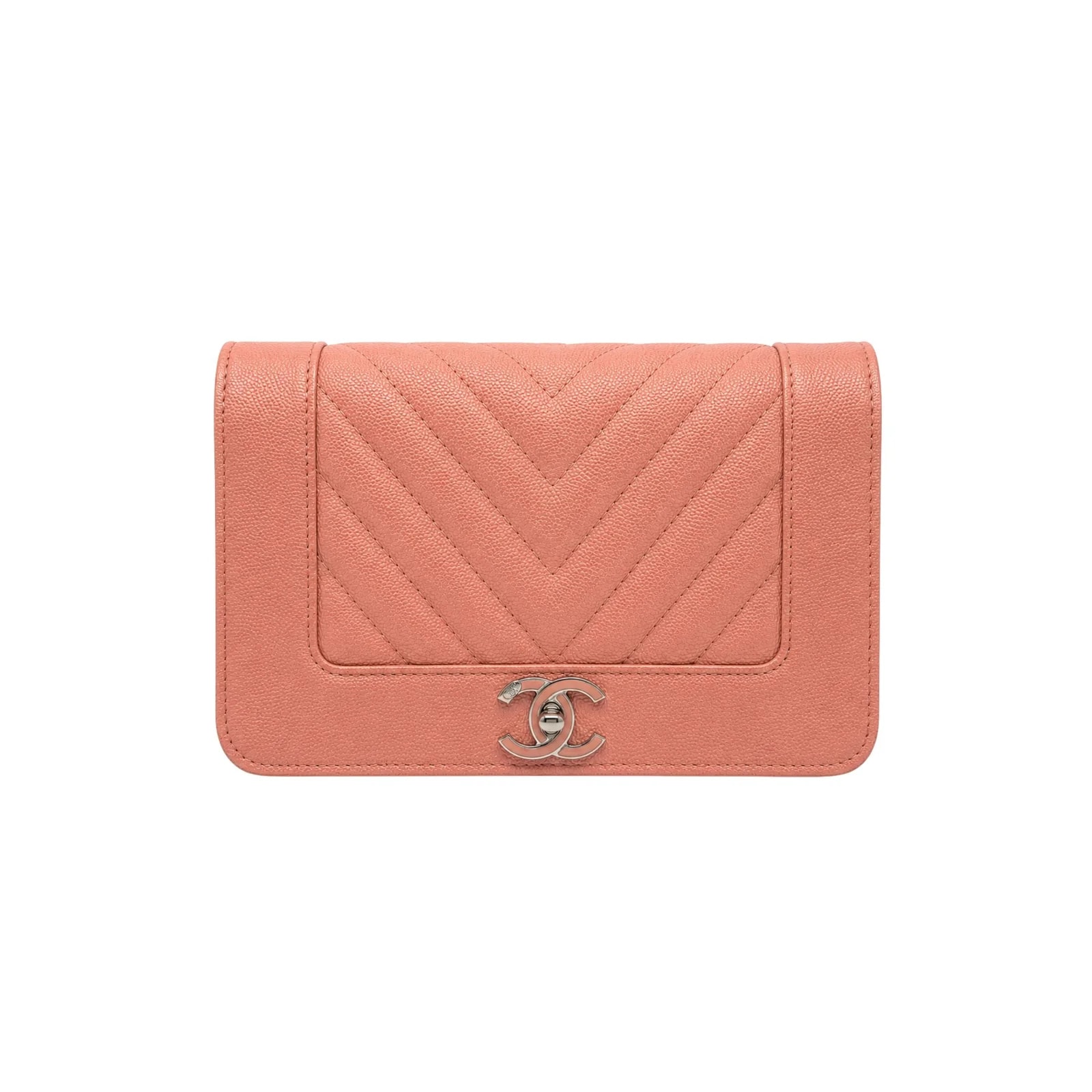 Chanel — Chanel Metallic Chevron Wallet on Chain — Handbag — resale