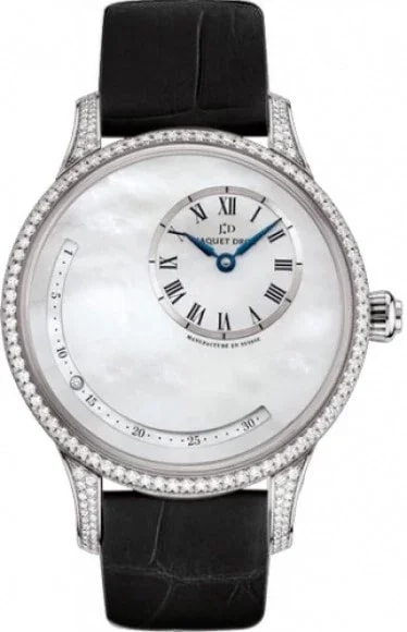 Worldofluxuryus — Jaquet Droz Elegance Paris Date Astrale 18K White Gold & Diamonds — Watch — resale