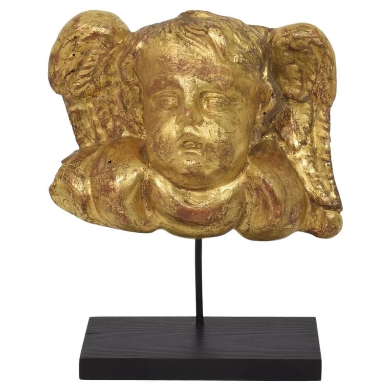 Giltwood Winged Angel Head Sculpture, Italian Baroque, Circa 1750 — decorative_object — resale