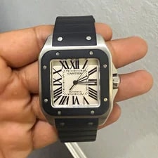 Cartier — Cartier Santos 100 Automatic Swiss Made 38mm Steel Black Rubber Strap 100m — Watch — resale