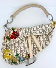 Dior — Christian Dior Saddle Trotter Floral Embroidery Galliano 2005 — Handbag — resale