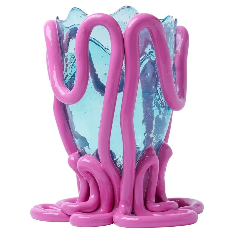 Gaetano Pesce Indian Summer Vase L Resin Clear Aqua Mauve — decorative_object — resale
