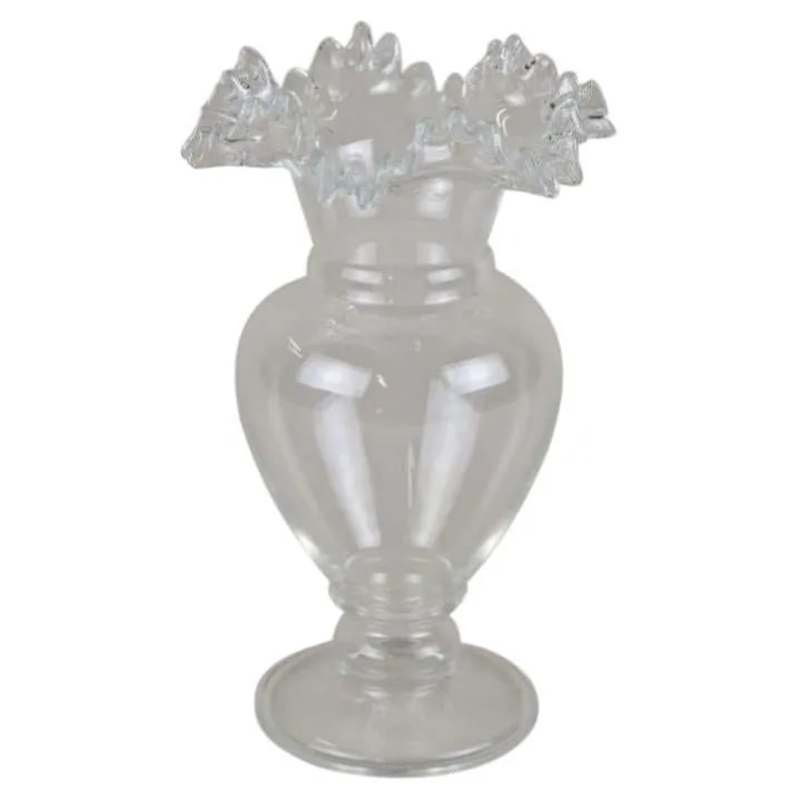 20th Century Art Nouveau Clear Glass Vase, Ruffled Edge, Austria, Circa 1910 — decorative_object — resale