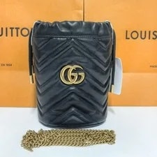 Gucci — Gucci GG Marmont Mini Bucket Crossbody Chain Strap HW — Handbag — resale