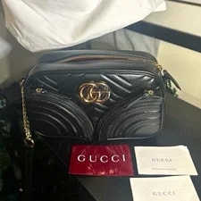 Gucci — Gucci Matelassé GG Marmont Authentic Crossbody W Dust /Cards — Handbag — resale