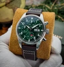 IWC — IWC Pilots Green Dial Brown Leather 41mm Ref # IW388103 – Box & Papers — Watch — resale