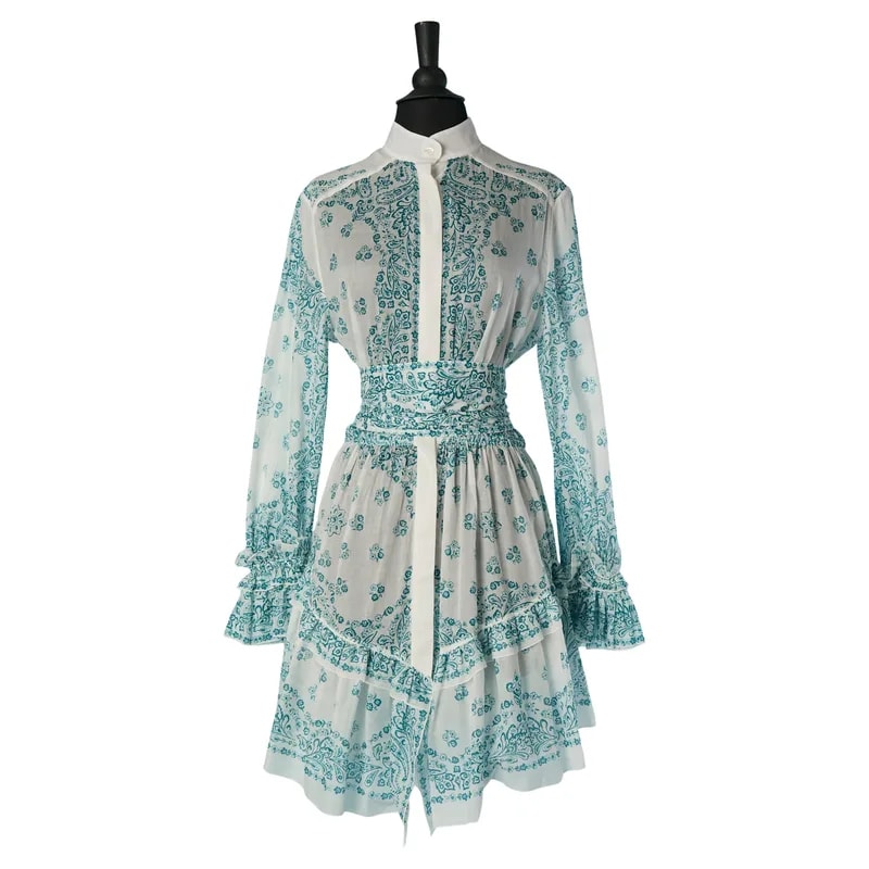 Alexandre Vauthier — Printed Cotton Day Dress With Ruffles and Belt - Alexandre Vauthier — Accessory — resale