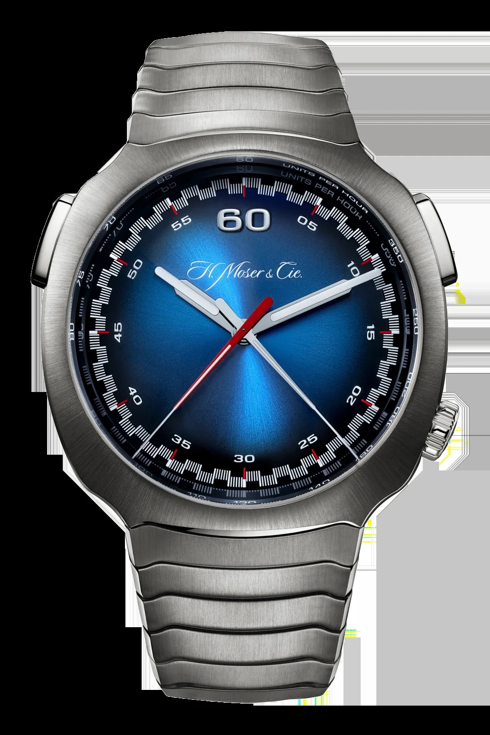 Worldofluxuryus — H. Moser & Cie. Streamliner Flyback Chronograph Automatic Funky Blue Stainless Steel — Watch — resale