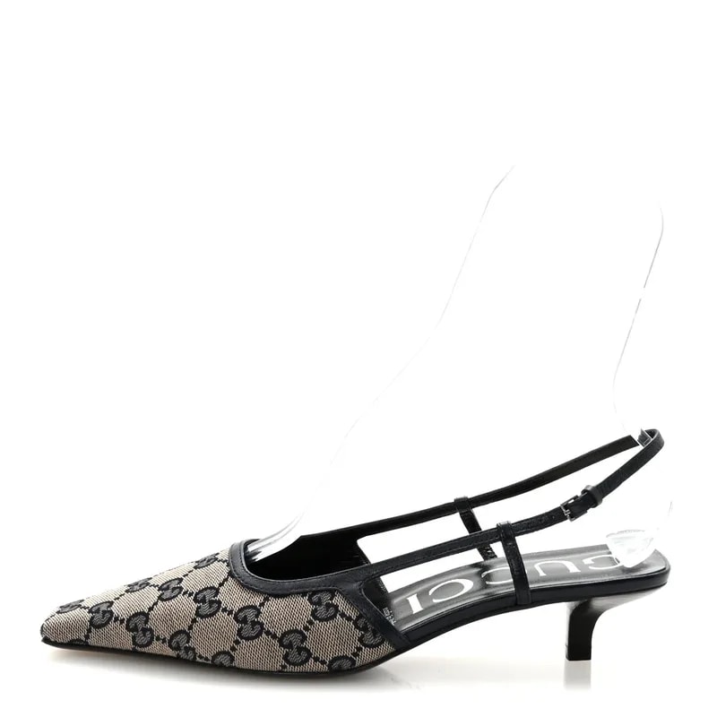 Gucci — GG Monogram Malaga Kid Square G 35mm Slingback 39 — Designer Shoe — resale