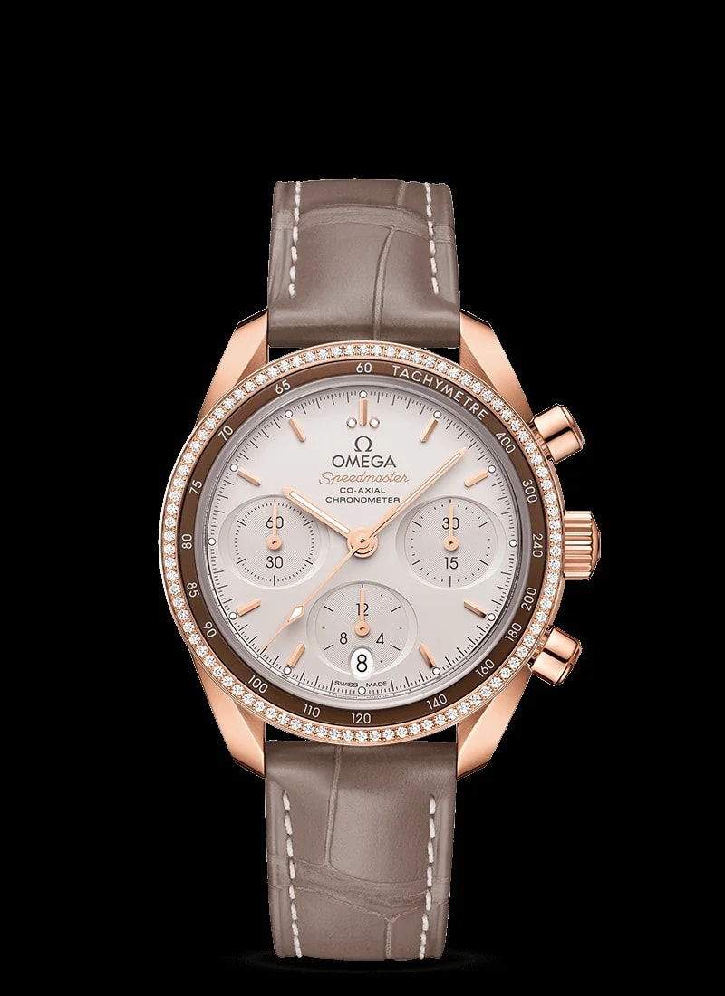 Worldofluxuryus — Omega Speedmaster Co-Axial Master Chronometer Chronograph 18K Sedna™ Gold & Diamonds Lady's — Watch — resale