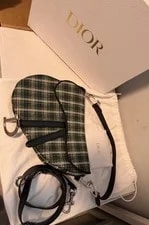 Dior — Dior Small Saddle Plaid Crossbody W/ Detachable Strap, Dust — Handbag — resale