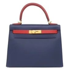 Hermès — Hermes 2WAY Kelly 28 Outer Sewing Blue Sapphire X Casaque — Handbag — resale