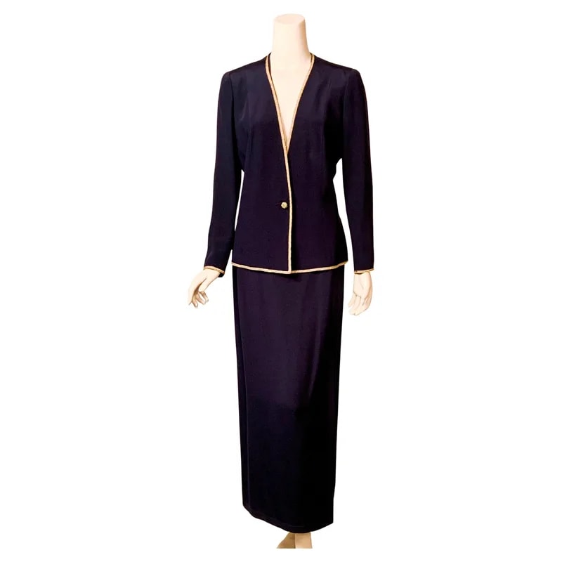 Calvin Klein — Calvin Klein 1990s Evening Suit With Metallic Trim — Designer Shoe — resale