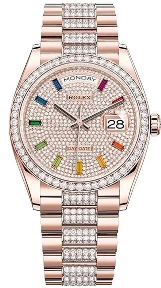 Worldofluxuryus — Rolex Day-Date 18K Rose Gold & Diamonds & Sapphires Lady's — Watch — resale