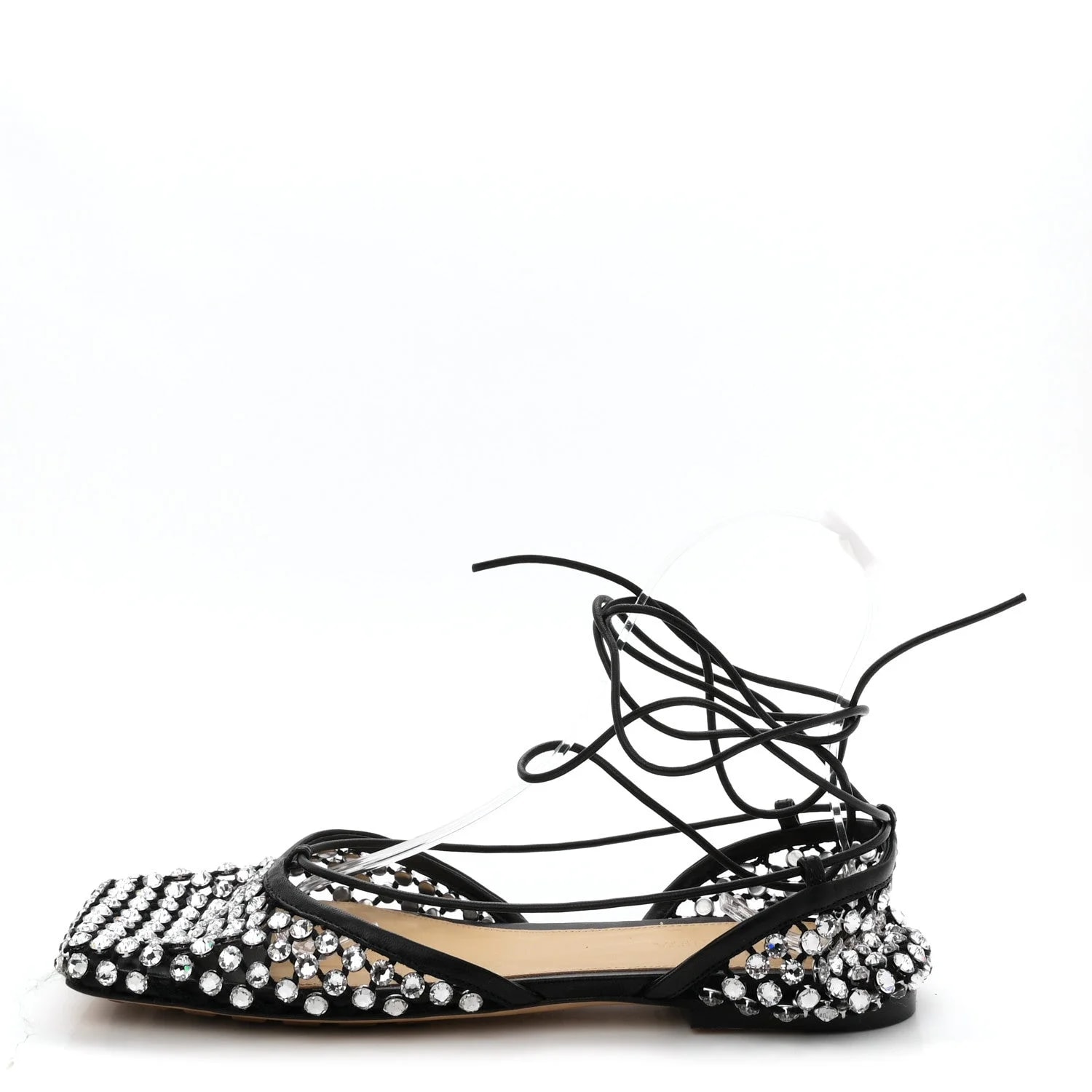 Bottega Veneta — Embellished Sparkle Stretch Ankle Tie 38 — Designer Shoe — resale