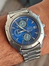 Seiko — Seiko V657-9060 Chronograph 100m Date Blue Dial Japan Movt. 40MM — Watch — resale