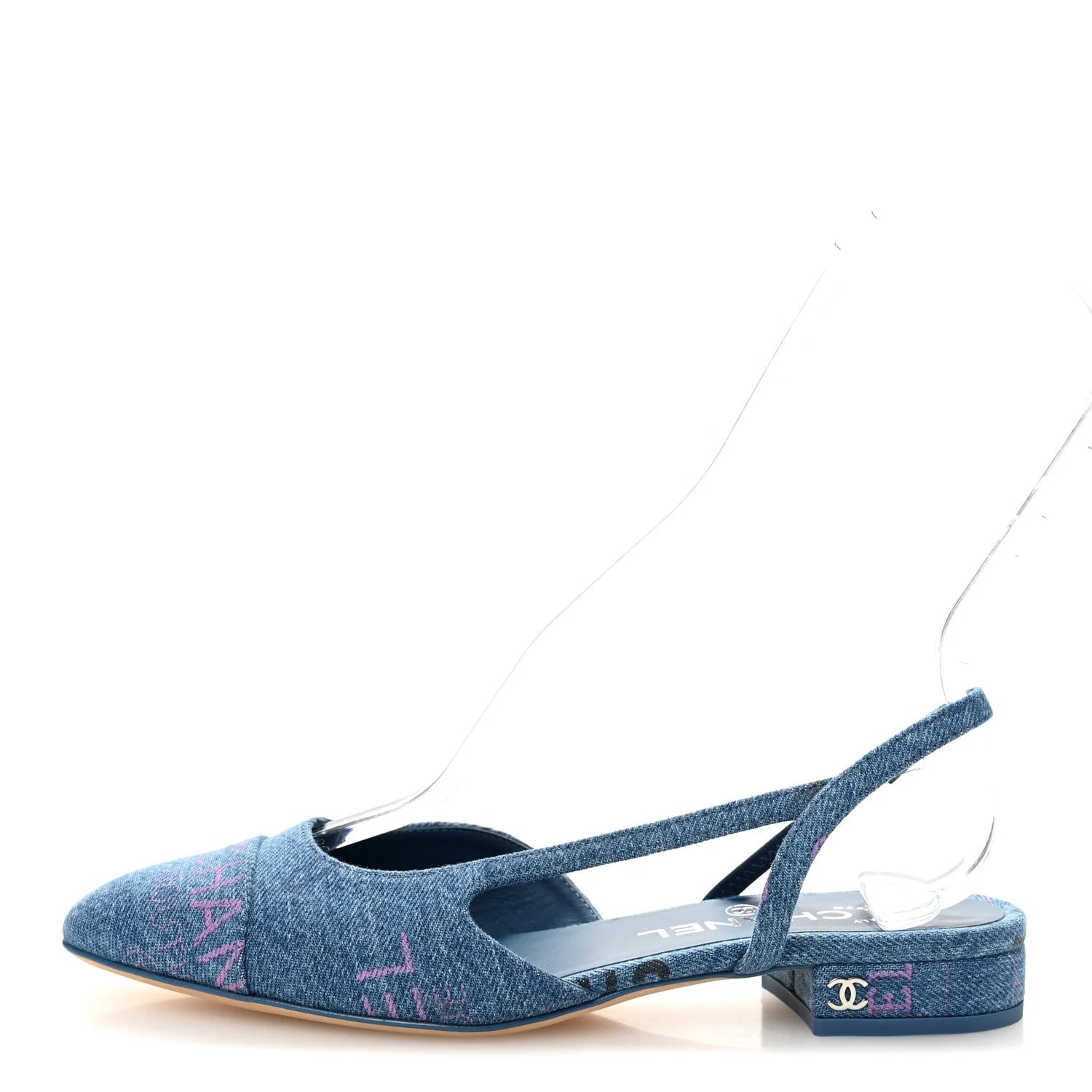 Chanel — Printed Mood Cap Toe CC Slingback 37 — Designer Shoe — resale