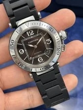 Cartier — Cartier Pasha de Automatic Black Dial Rubber Strap Ref. 2790 — Watch — resale