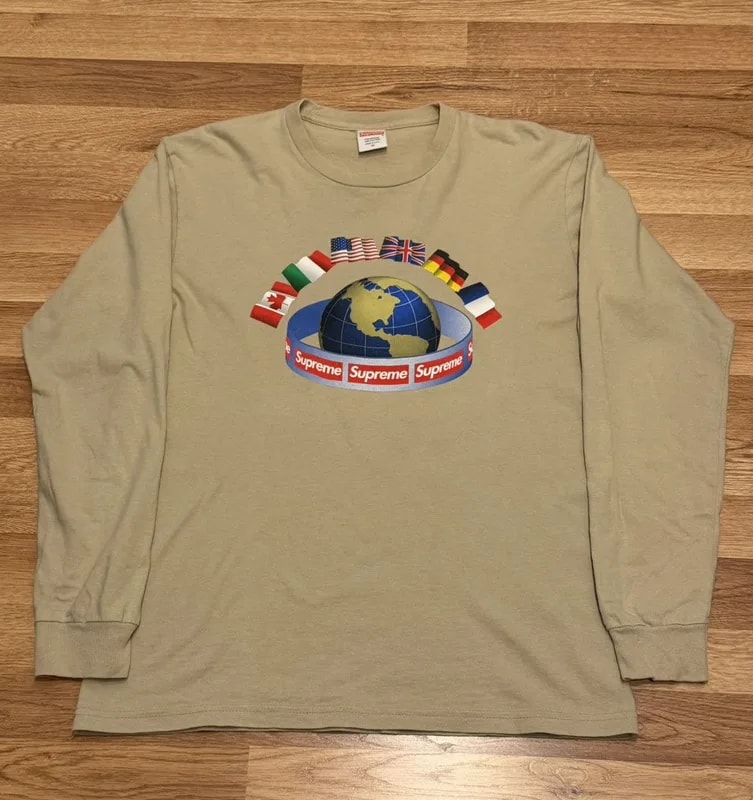 Supreme — Supreme Worldwide Flags Long Sleeve Tee — streetwear — resale
