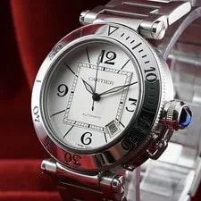 Cartier — Cartier Pasha 40mm Automatic 2790 White Dial Steel Date ’S Box Bracelet — Watch — resale