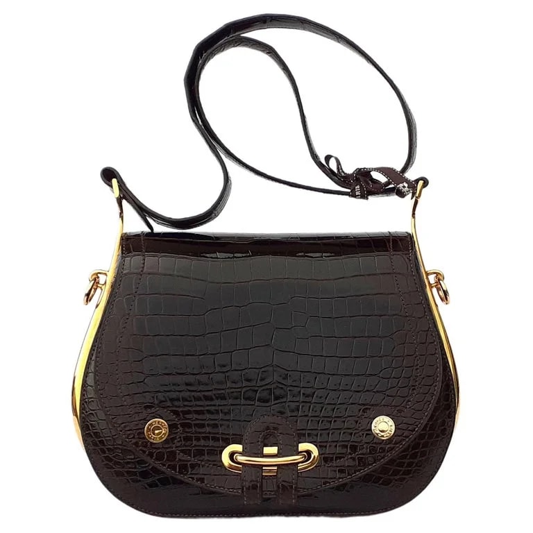 Hermès — Exceptional Hermès Passe Guide Bag Shiny Ebene Porosus Ghw — Designer Shoe — resale