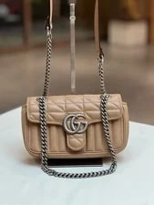 Gucci — Gucci GG Marmont Small Milk Tea Quilted Crossbody Duty P — Handbag — resale