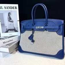 Hermès — Auth Hermès Birkin35 Ghillies Saphir 73 PHW — Handbag — resale