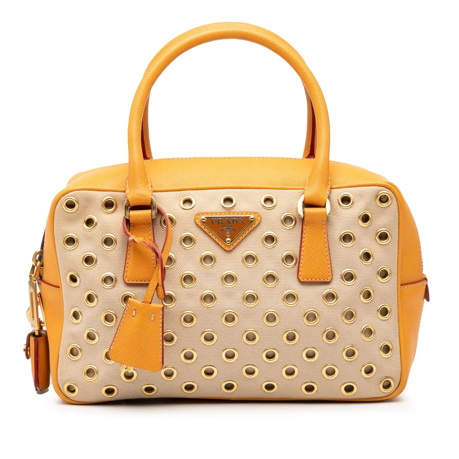 Prada — Small Trimmed Grommet Bauletto — Handbag — resale