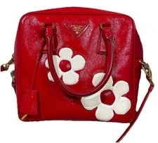 Prada — Authentic Prada Plume Vernice Boston Flower — Handbag — resale