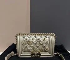Chanel — Chanel Boy Medium Flap Crossbody 3D Camellia Flower — Handbag — resale