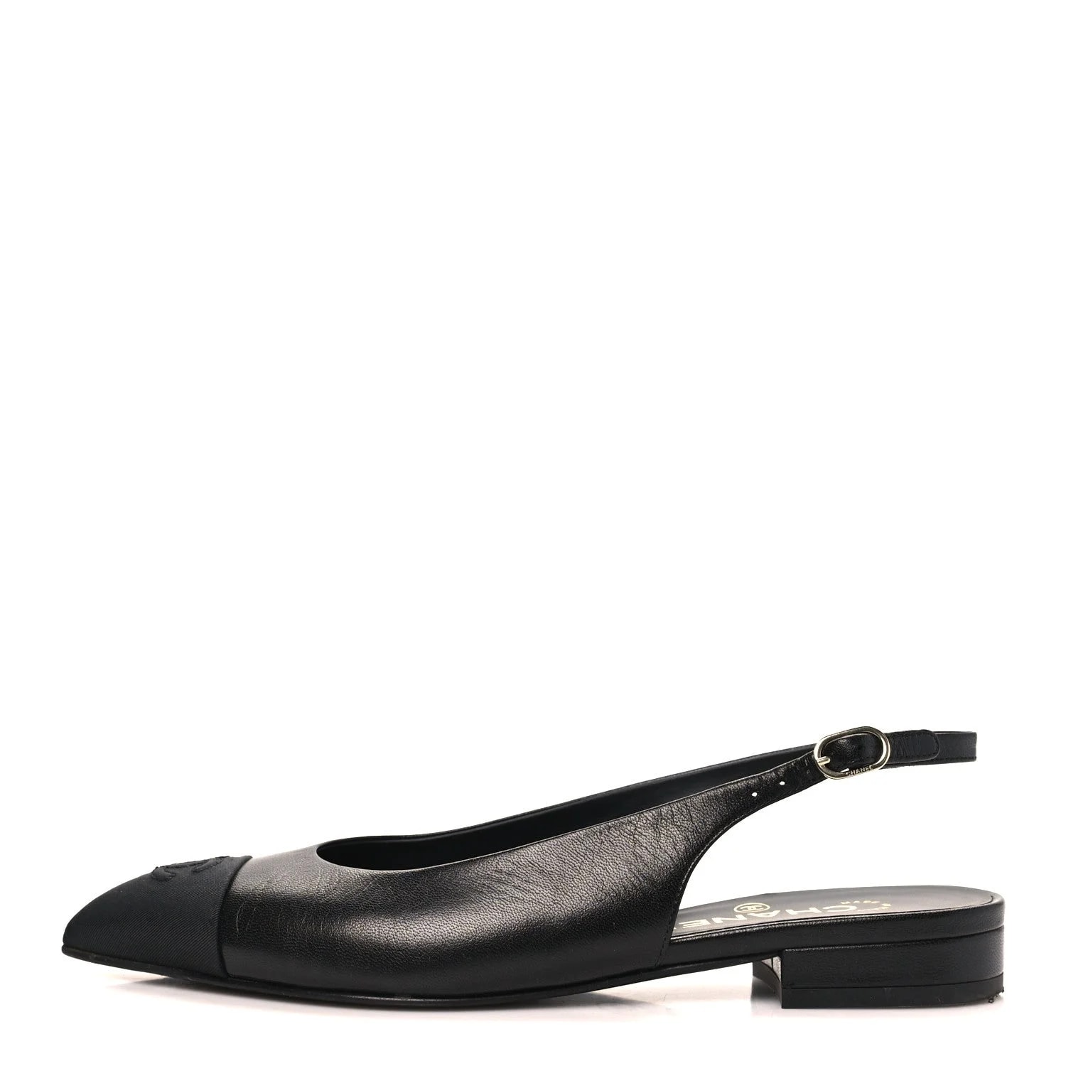Chanel — Grosgrain Pointed Toe CC Slingback 36.5 — Designer Shoe — resale