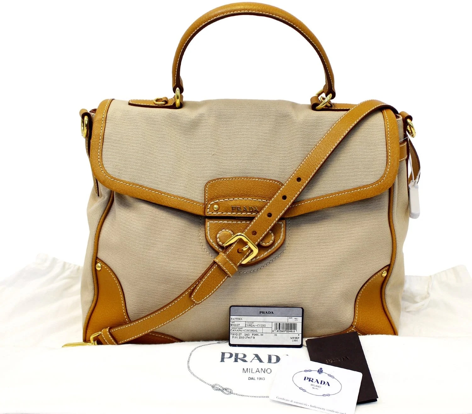 Prada — Prada Corda/Cuoio Canapa and Cinghial Pattina Satchel — Handbag — resale
