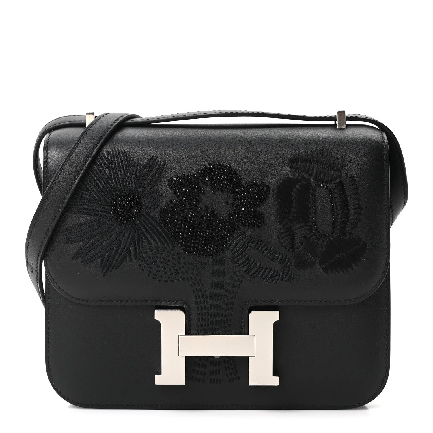Hermès — Dancing Flowers Embroidered Constance 18 — Handbag — resale