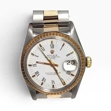 Rolex — Rolex Date 34 Mm Two Tone Oyster White Roman Automatic 1500 Circa 1978 — Watch — resale