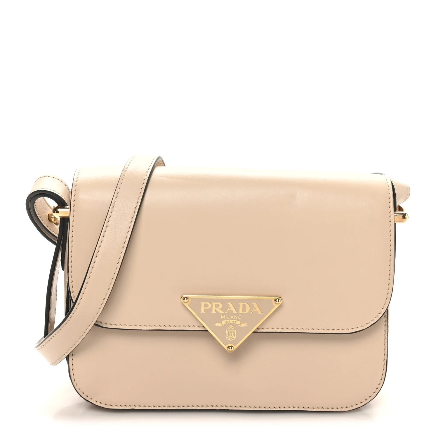 Prada — Box Triangle Embleme Flap Sabbia — Handbag — resale
