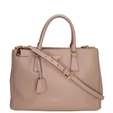 Prada — Prada Medium Galleria Lux Double Zip Cammeo — Handbag — resale