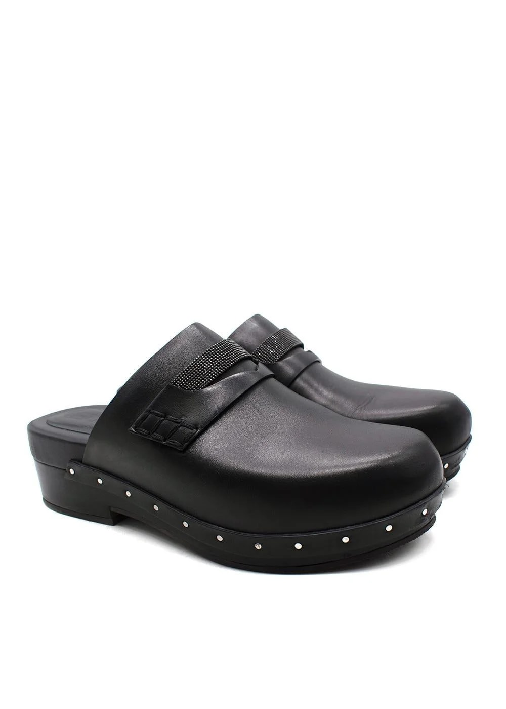 Brunello Cucinelli — Brunello Cucinelli Bead-Embellished Clogs — Designer Shoe — resale