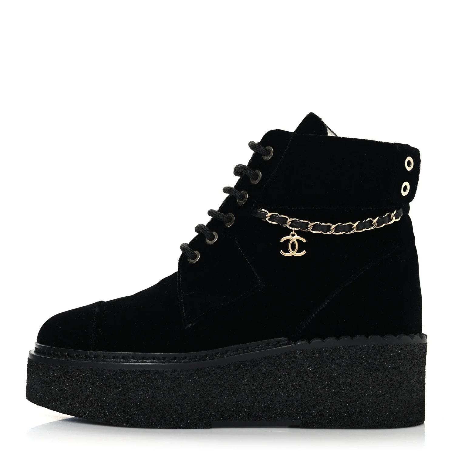 Chanel — Chain Lace Up CC Short 37 — Designer Shoe — resale