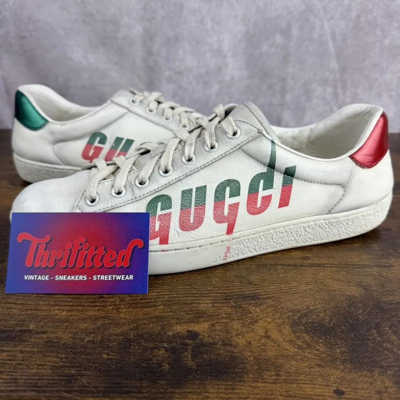 Gucci — Gucci Ace Low Blade Distressed Italy — Designer Shoe — resale