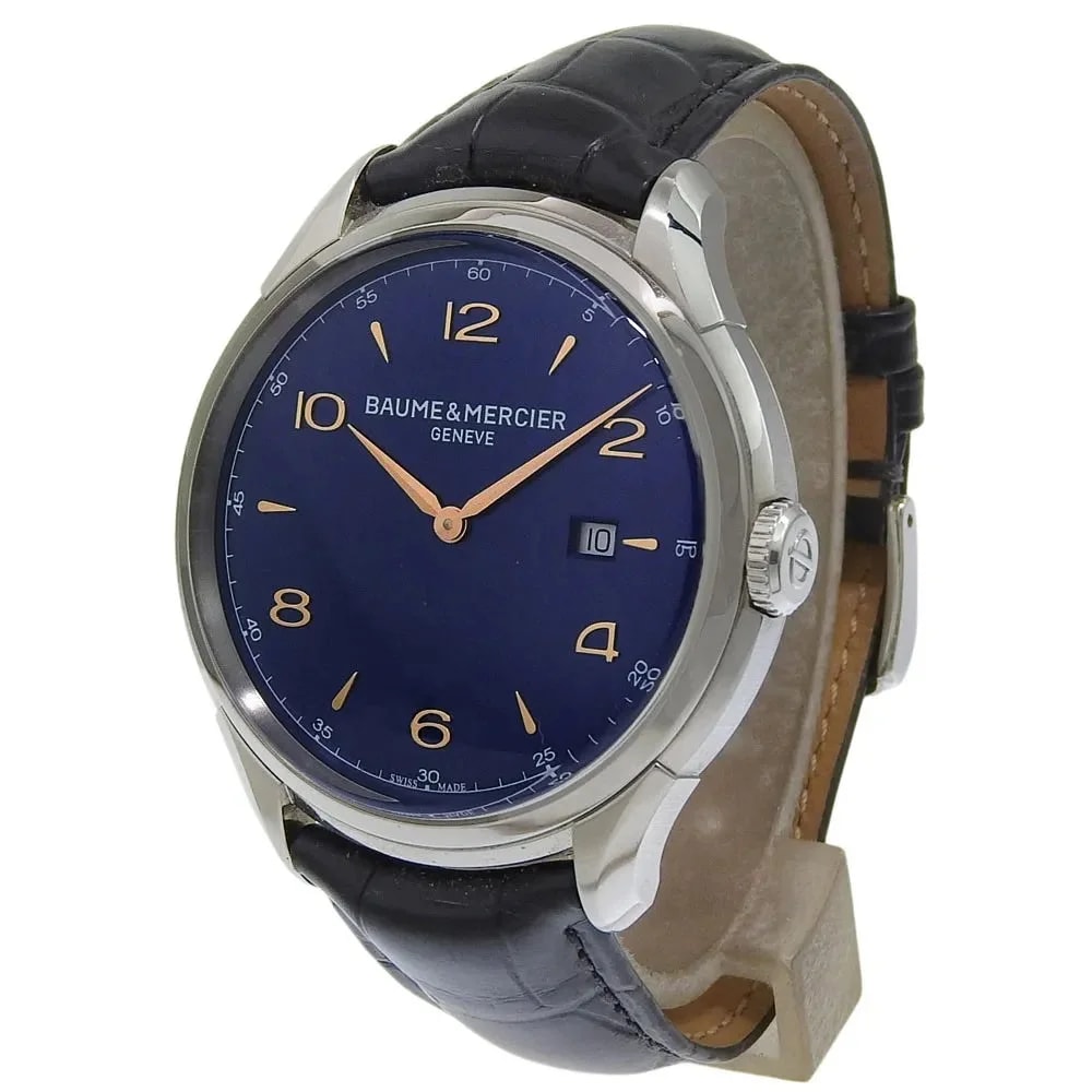 Baume & Mercier — Baume & Mercier Clifton Stainless Steel and Leather — Watch — resale