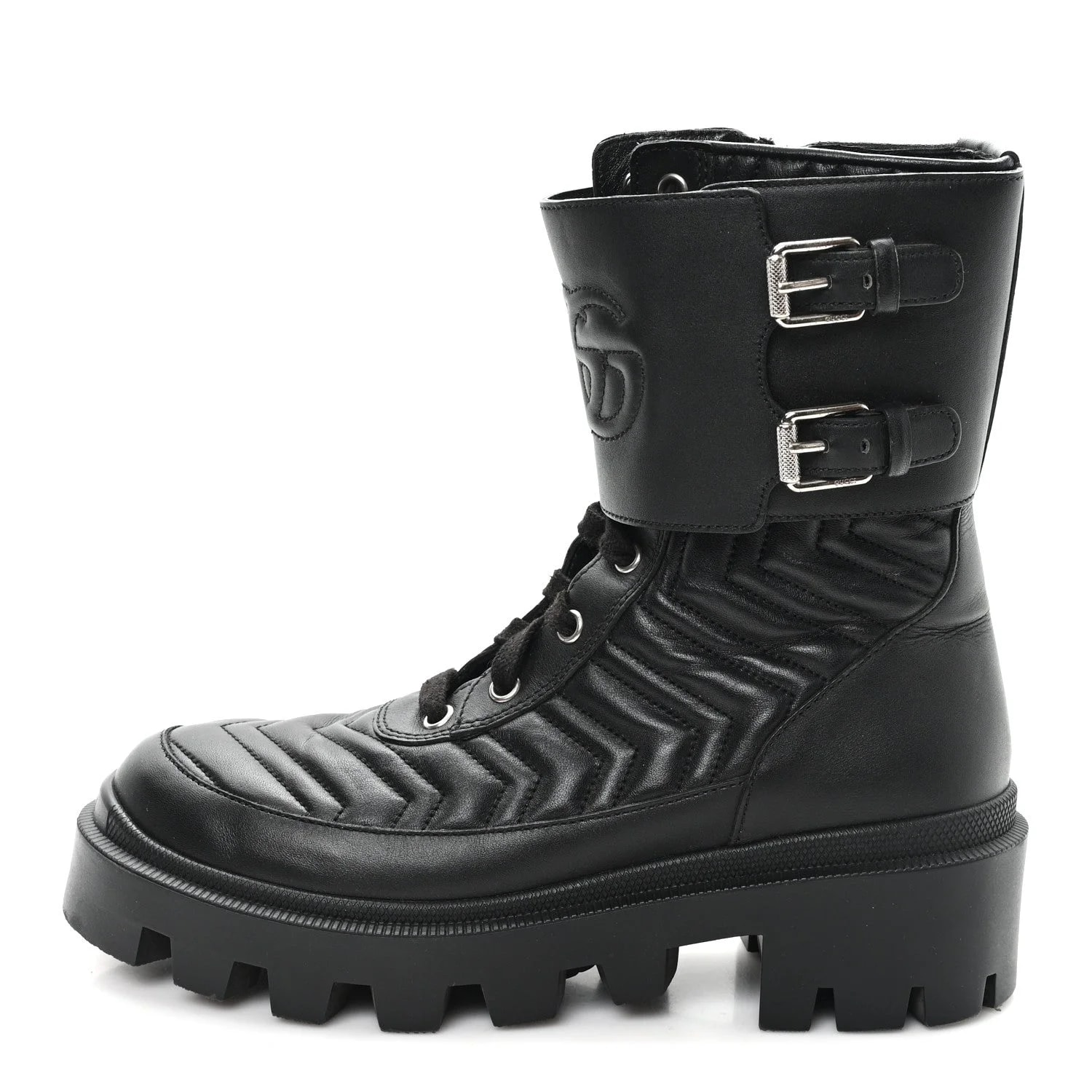 Gucci — Frances GG Matelasse Platform Combat 37 — Designer Shoe — resale