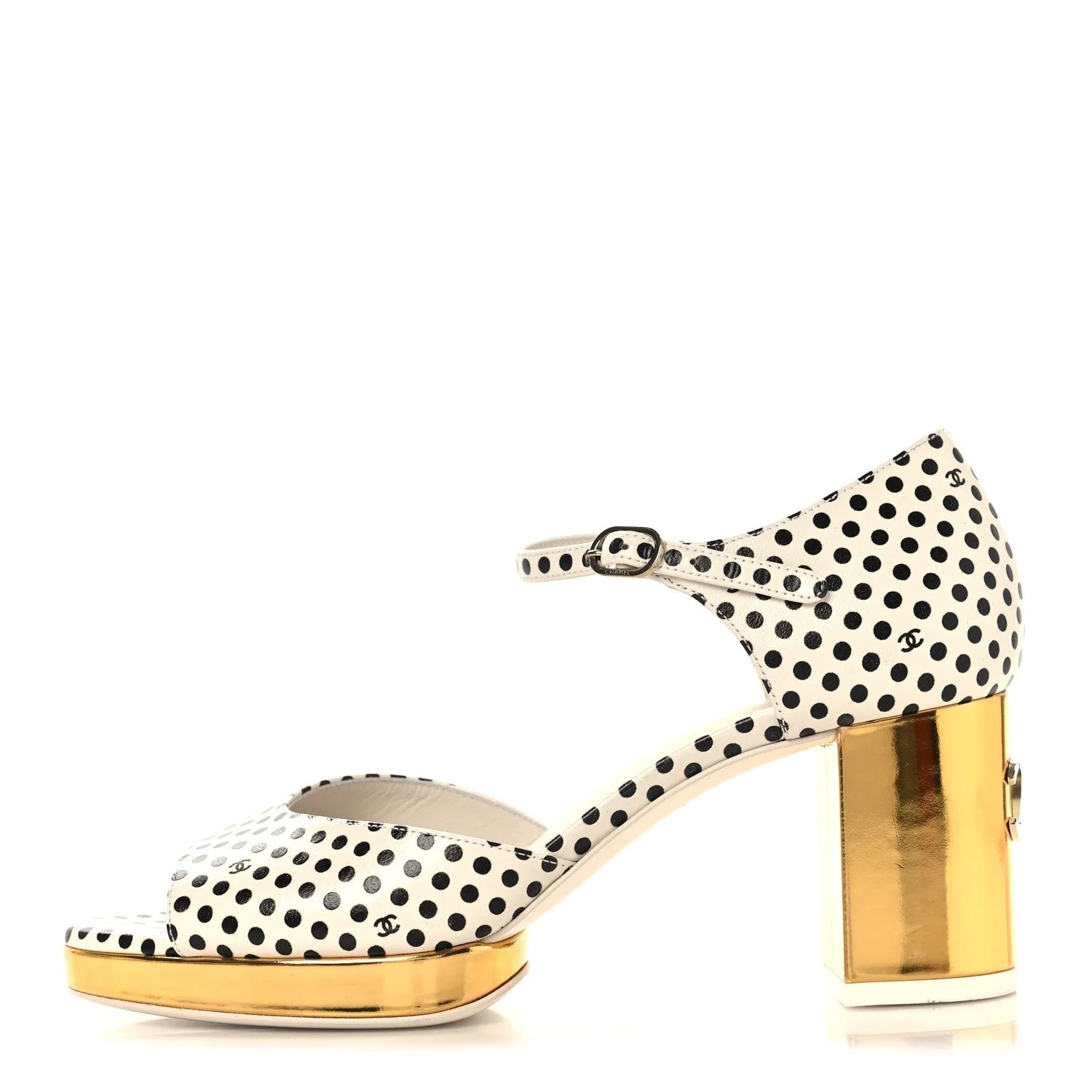 Chanel — Printed Polka Dot CC Platform 36.5 — Designer Shoe — resale