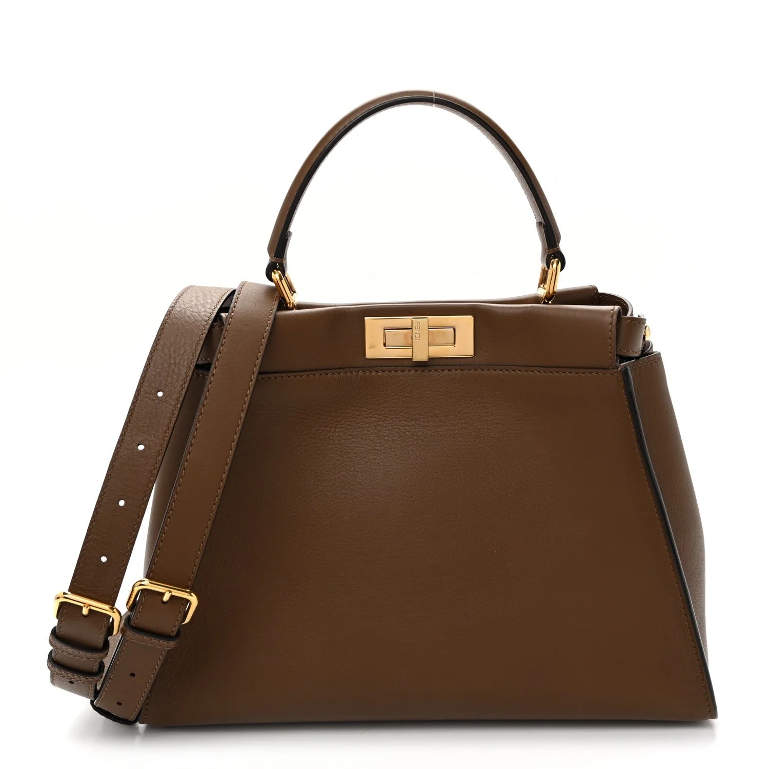 Fendi — Vitello Seta Fabric Pequin Medium Peekaboo Iconic Satchel Foresta — Handbag — resale
